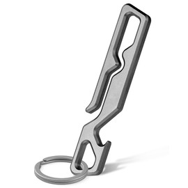 TISUR Titanium Keychain Clip, Belt Loop Clip, Bottle Opener Carabiner, Portable Pocket Clip with Belt Loop, Hook and Keyring (Gray Keychain Clip*1)
