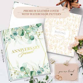 Lanpn Wedding Anniversary Journal for Couples, Leather Dating 1st to 70th Wedding Scrapbook Couple Memory Book, 190 Pages Love Stories Notebook Marriage Bridal Shower Anniversary Newlywed Gift