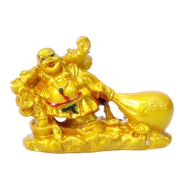 GLOOKS Vastu Feng Shui Potli Laughing Buddha for Good Luck with Money Bag for Home Office Décor