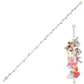 PEUTIER Stuffed Animal Hammock Corner, Plush Stuffed Animal Storage Rope with 10pcs Metal Clips Boho Stuffed Animal Chain Doll Holder Hanging Organizer for Hats, Socks, Toys, Photo Display