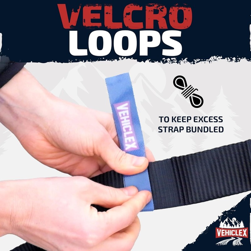 Vehiclex Lasso Wheel Tie Down Straps with Snap Hooks –