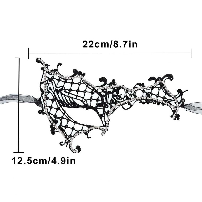 Yalice Rhinestone Masquerade Lace Masks for Women Lace Eye Mask