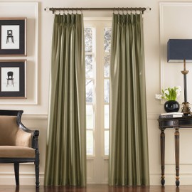 Curtainworks 1Q800008BZ Marquee Faux Silk Pinch Pleat Curtain Panel, 30 by 108", Bronze