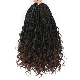 Crochet Box Braids- Boho Box Braids Crochet Braids Hair Bohomian Box Braid Crochet Hair Synthetic Braiding Hair Goddess Box Braids Crochet Hair for Black Women (10(8Packs), 1B/30)