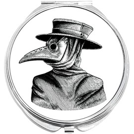 NewCharms Plague Doctor Vintage Image Compact with Mirrors - Perfect Pocket and Purse Size Folding Mirror for Applying Make Up Anywhere