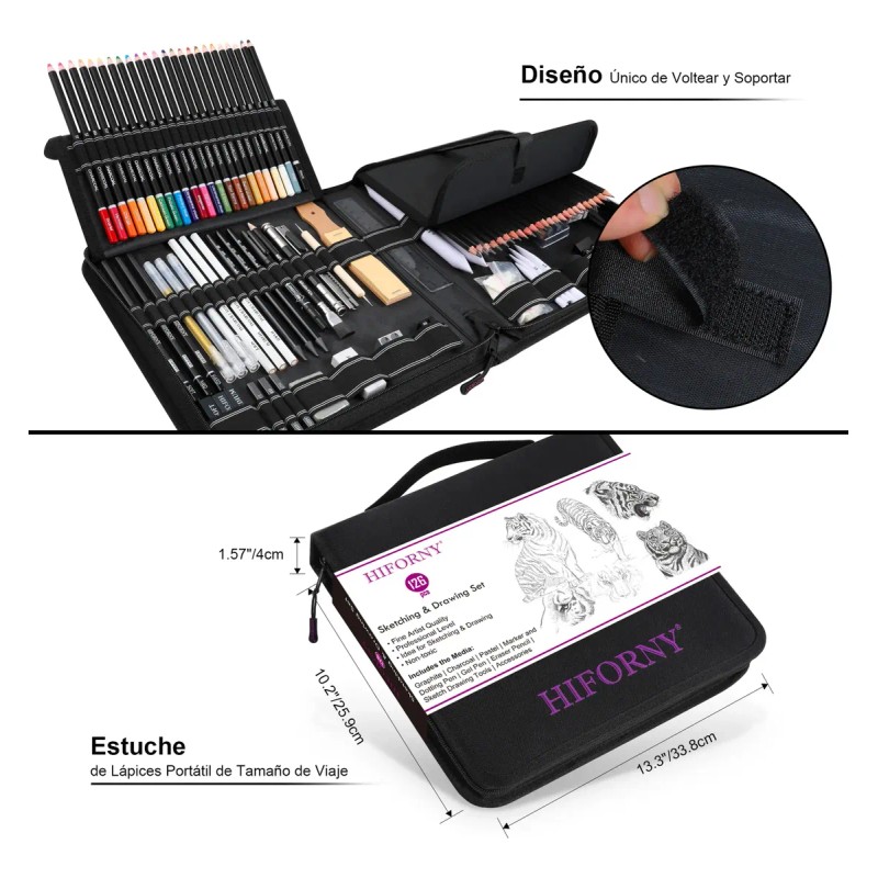 Kit De Dibujo, 126 Piezas, Juego De Lápices Para Bocetos