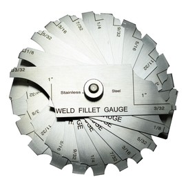 RIVERWELD 12 Piece Fillet Weld Set 1/32" increments to 1/2", 1/16" increments to 1" Welding Inspection Test Ulnar RL Gauge Checking Fillet Leg and Throat Size