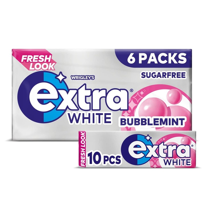 Extra White Bubblemint, 6 x 12g