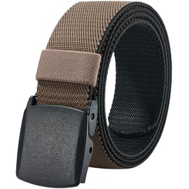 LionVII Mens Elastic Belt 130cm Stretch Belt with Plastic Buckle Belt Band in 2 Same Colours, Black and Khaki