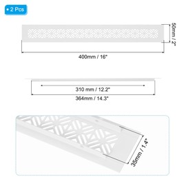 PATIKIL 16 x 2 Inch Door Air Vent Cover, 2 Pcs Heavy Duty Aluminum Grille Ventilation Cover Louvered with Mounting Screws for Cabinet Wardrobe Door, White