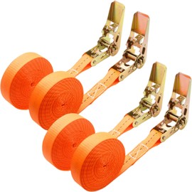 4Pcs Ratchet Straps Heavy Duty, 1” x 20ft Ratchet Strap Tie Down, Orange Tie-Down Ratcheting Cargo Truck Straps with Durable Double J Hook for for Truck, Trailers, Kayaks, Car Roof, Motorcycle