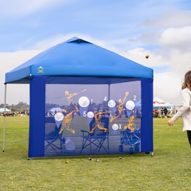 CROWN SHADES Tailgate Essentials, Golf Nets for Backyard Driving Real Golf Balls, Easy Setup Sidewall for 10x10 Canopy Tent, Outdoor Games for Tailgating, Patio, Lawn, Beach, Backyard, Blue