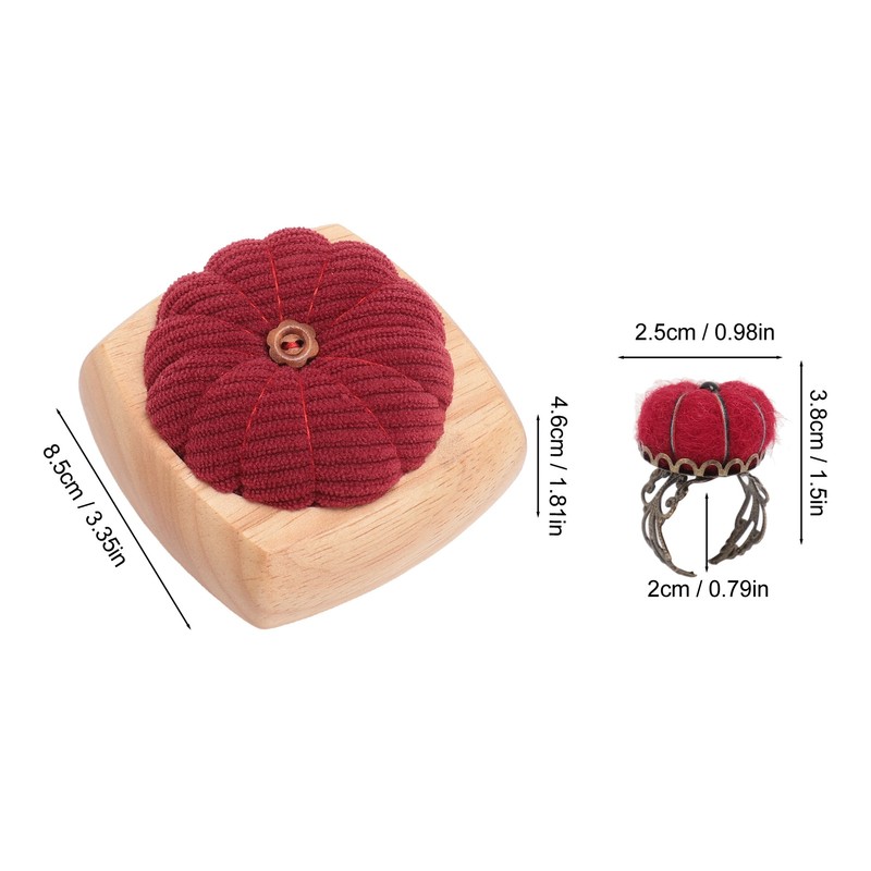 Pin Cushion Kit Cute Pumpkin Shape Pin Cushion Wooden Base
