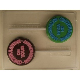 Large Round with Print"Congratulations on Your Retirement" Lollipop Candy Mold OVR038