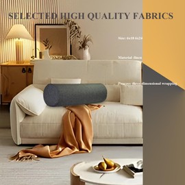 Tinbolunce Neck Roll Pillowcases with Zipper - Full Moon Bolster/Round Cylinder Pillow Case Cover for Bedroom, Living Room, Sofa - Solid Color Cervical Throw Pillow Covers