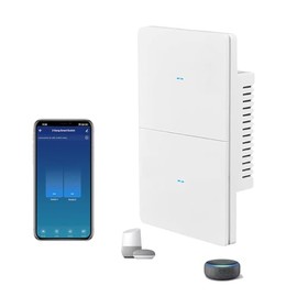 Jinvoo Smart Light Switch, WiFi Light Switch, Wireless Lightt Switchh, Smart Push Button Switchh, Compatible with Alexa and Google, No hub Required (2 Gang)
