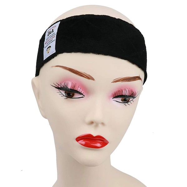 GEX Beauty Flexible Velvet Wig Grip Scarf Head Hair Band Wig Band Adjustable Fastern (Dark Black)