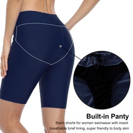 Firpearl UPF50+ - Pantalones cortos deportivos para mujer, talla grande, tankini, Azul marino (cordón), 10