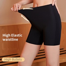 JTJFIT Cooling Shorts for Women Under Dresses Seamless Boyshorts Prevent Chafing Thigh Society Underwear Shapewear Panties (Black+Ligh-cyan,M)