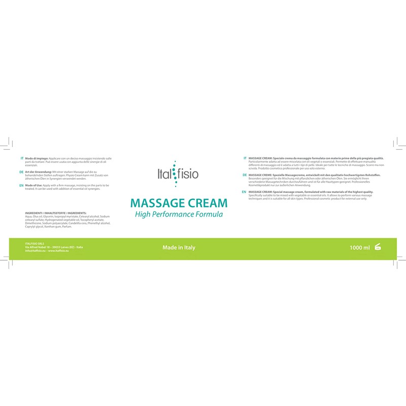 Professional Massage Cream for Physiotherapy | 1000 ml - For