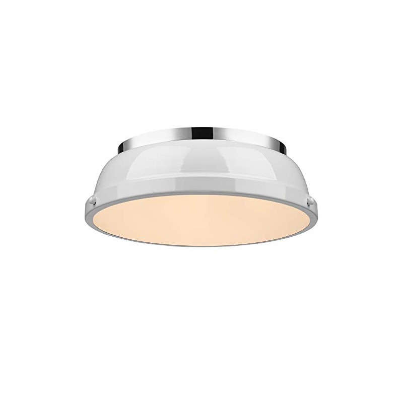 Golden Lighting 3602-14 CH-WH Duncan Flush Mount, Chrome with White