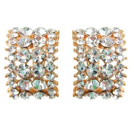 Navachi 18k Gold Plated Winding Ribbon Clear Crystal Omega Az1658o Earrings