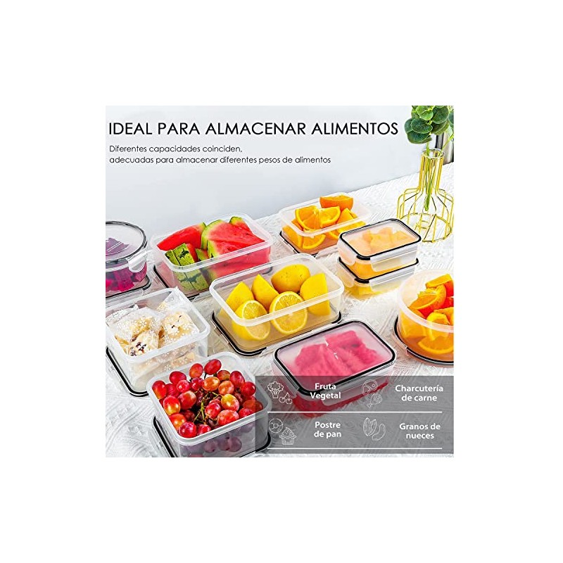 Juego de recipientes herméticos de plástico para almacenamiento de alimento