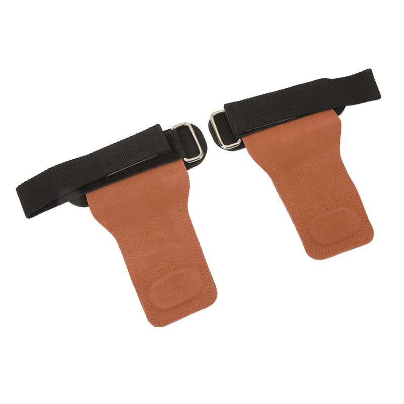 1 Pair Weight Lifting Grip Straps Double Cowskin Deadlifts Pull