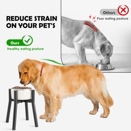Adjustable Raised Dog Bowl Stand for 7-10.6" Diameter Food & Water Bowls - 11" Tall Elevated Feeder for Improved Comfort & Posture (Bowl Not Included)
