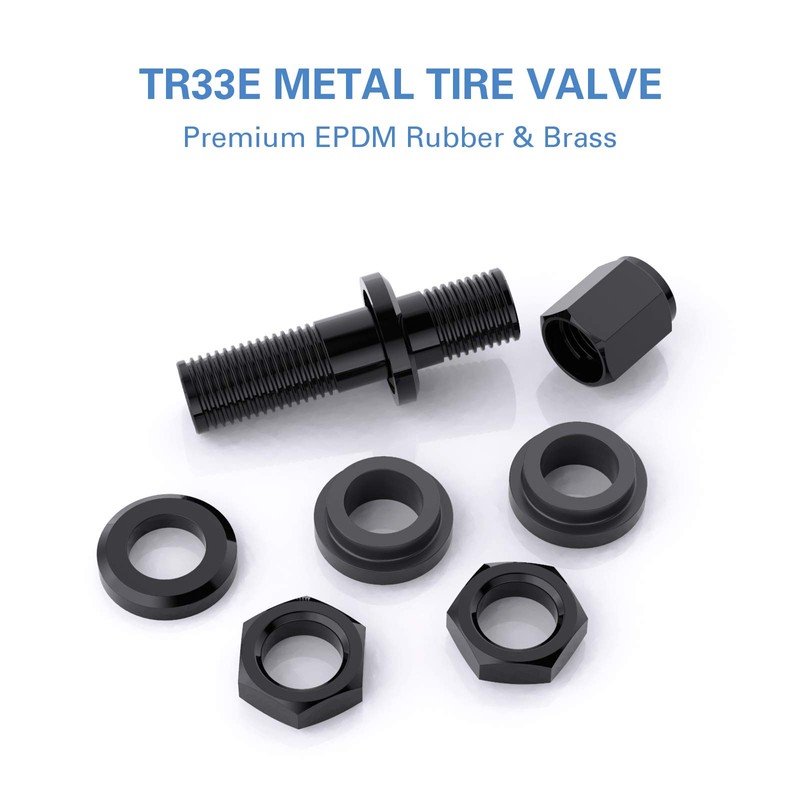 CKAuto 5 Pcs VS33/TR33E Tubeless Metal Clamp-in Valve Stems, Black