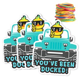 Forola You've Been Ducked, Duck Tags,Cute Duck Tags, Duck Duck Tags, Ducking Game Card, 35 Pack Ducked Tags 2.8 x 2.4'', with Round Hole and Rubber Bands, Cool Duck Design and SUV Car