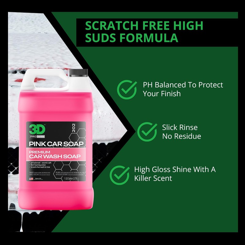 3D Pink Car Soap – 1 Gallon |pH Neutral Car