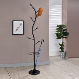 Kings Brand Furniture - Kubin Metal 6-Hook Coat & Hat Rack with Umbrella Stand