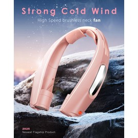 ZEEFO Portable Neck Fan, Hands Free Personal Fan- 6000mAh Battery Operated, Ultra-Quiet USB Rechargeable Fan with 6 Adjustable Speeds, Cooling Wearable Fan for Home, Office, Outdoor, Travel-Pink