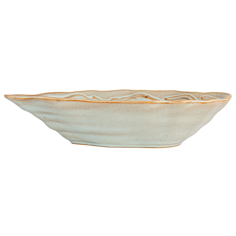 Creative Co-Op Oyster Shaped Stoneware Bowl, Blue