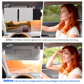 ALILUSSO Upgraded Anti-Glare Sun Visor Extender for Cars, Polarized UV400 PC Lens, Adjustable Zipper Slider Design, 2-Sided Sun Blocker for SUV & Family Automotive – Safe Driving Essential