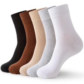 Josnown Crew Socks for Women, Thin Cotton Socks Womens Casual Soft Aesthetic Socks 5 Pairs