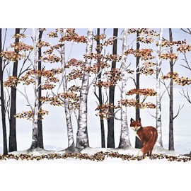 Fox and Birches Deluxe Boxed Holiday Cards (20 cards, 21 self-sealing envelopes)