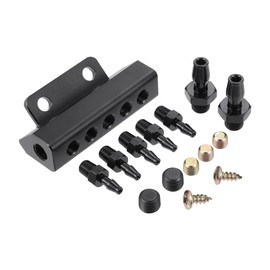 X AUTOHAUX Universal Vacuum Manifold Kit 1/8" Ports 1/2" Interfaces Block Intake Manifold for Car Fuel Gas Wastegate Turbo Boost