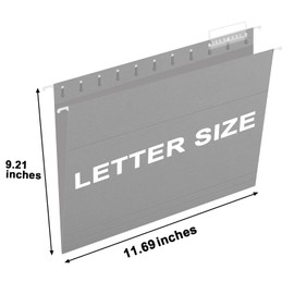 HERKKA Hanging File Folders, 30 Pack Reinforced Letter Size Hanging Folders, Designed for Bulky Files, Filing Cabinet, 1/5-Cut Adjustable Tabs (Gray)