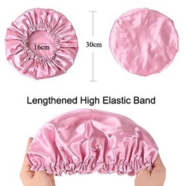 Pack of 2 Satin Women's Shower Caps, Waterproof Hair Caps, Elastic Reusable Shower Cap for Bathing, Spa, Salon Makeup