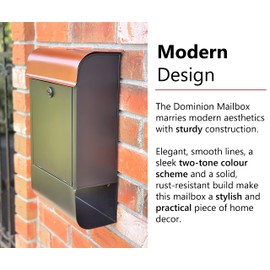NACH Dominion Locking Mailbox with Newspaper Holder, Wall Mount Mailboxes for Outside with Lock, Rust Resistant Lockable Mailbox, Black and Copper Waterproof Mailbox, 16x10x4.5 in, MB-8000LK