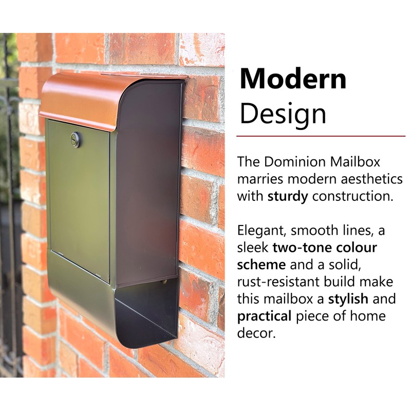 NACH Dominion Locking Mailbox with Newspaper Holder, Wall Mount Mailboxes