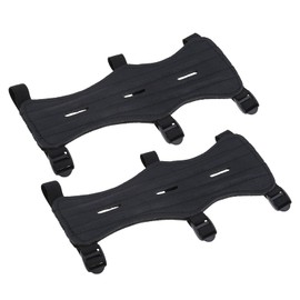 eMagTech Pack of 2 Archery Arm Guards Black with Adjustable Straps Cowhide Archery Protective Equipment