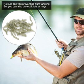 Keenso 100 pieces anti-sleeve carp, 20 mm PE anti-line target hook sleeve, light green, carp fishing accessories, tackle