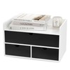 Wisuce Desk Organizer with Drawers - White-Black Bamboo Desktop Organizer