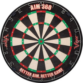 Viper AIM 360 Tournament Bristle Steel Tip Dartboard Set with Staple-Free Razor Thin Metal Spider Wire, Self-Healing Premium-Grade Sisal, Aiming Marks, Movable Target Circles for Focused Training