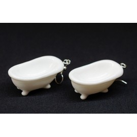 Miniblings Bath Earrings – Original Fashion Jewellery I Bathtub Bathing Spa Bath Beauty Carnival Joke Item – Earrings, 40 mm, Silver, not known