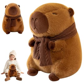 Mineup Capybara Plush Toy, Cute Realistic Soft Stuffed Capybara Toy, Capybara Plush Doll with Scarf, 25 cm Capybara Stuffed Toy Plush Doll, Capybara Plush Teddy for Kids Boys Girls Women