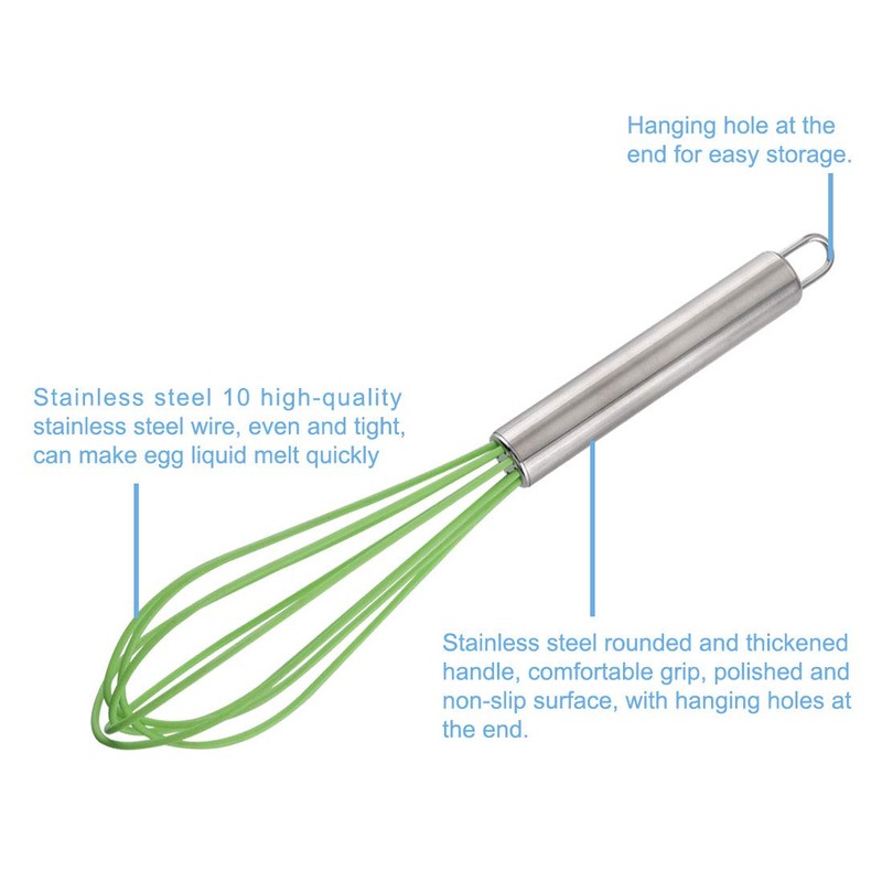 sourcing map Egg Whisk Stainless Steel Whisk Mixer Kitchen Utensil